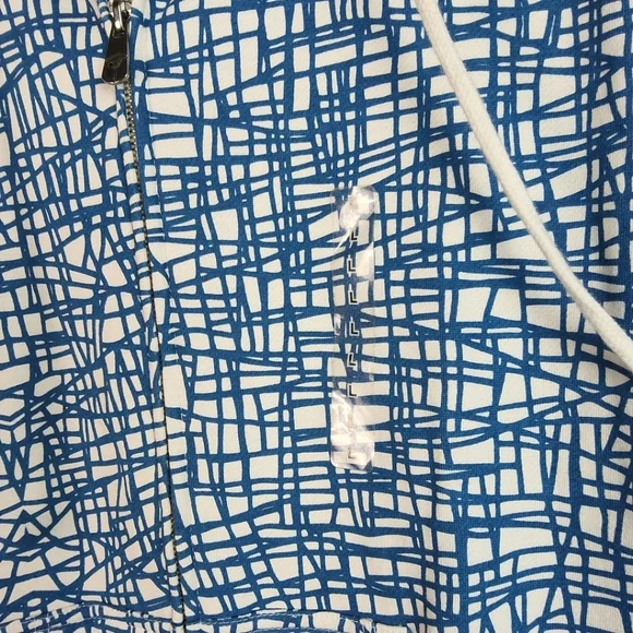Famous Stars & Straps Blue and White Zip Up Sweater